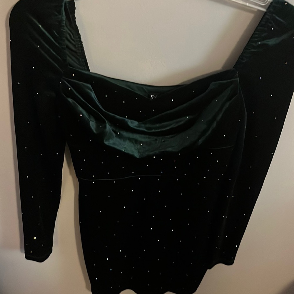 Windsor Green velvet mini dress